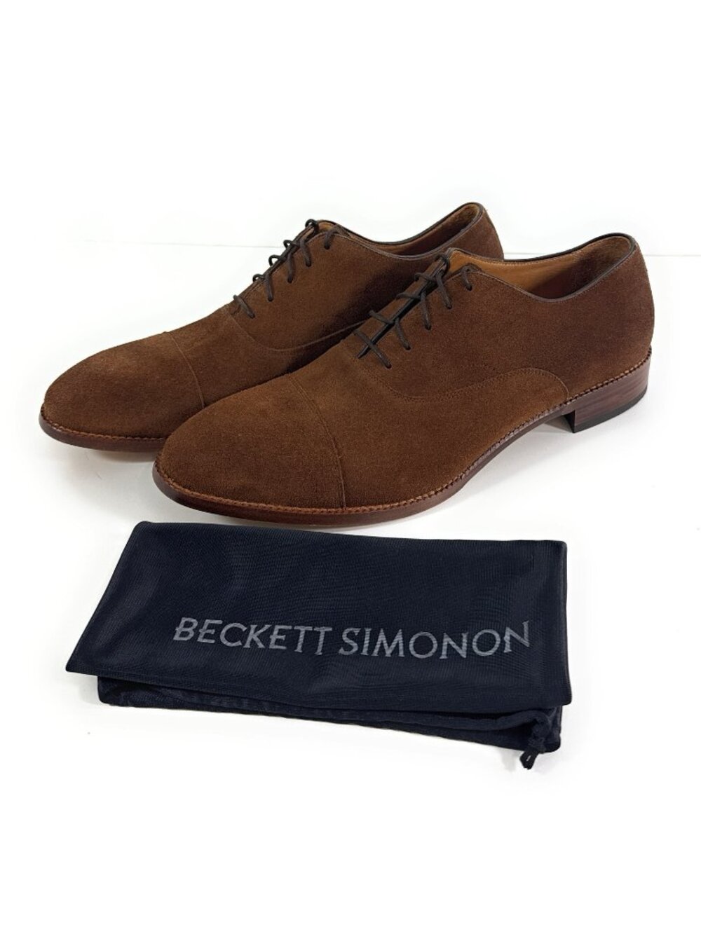 Beckett Simonon Dean Oxford Size 14 Handcrafted Blake Stitched Chestnut Suede
